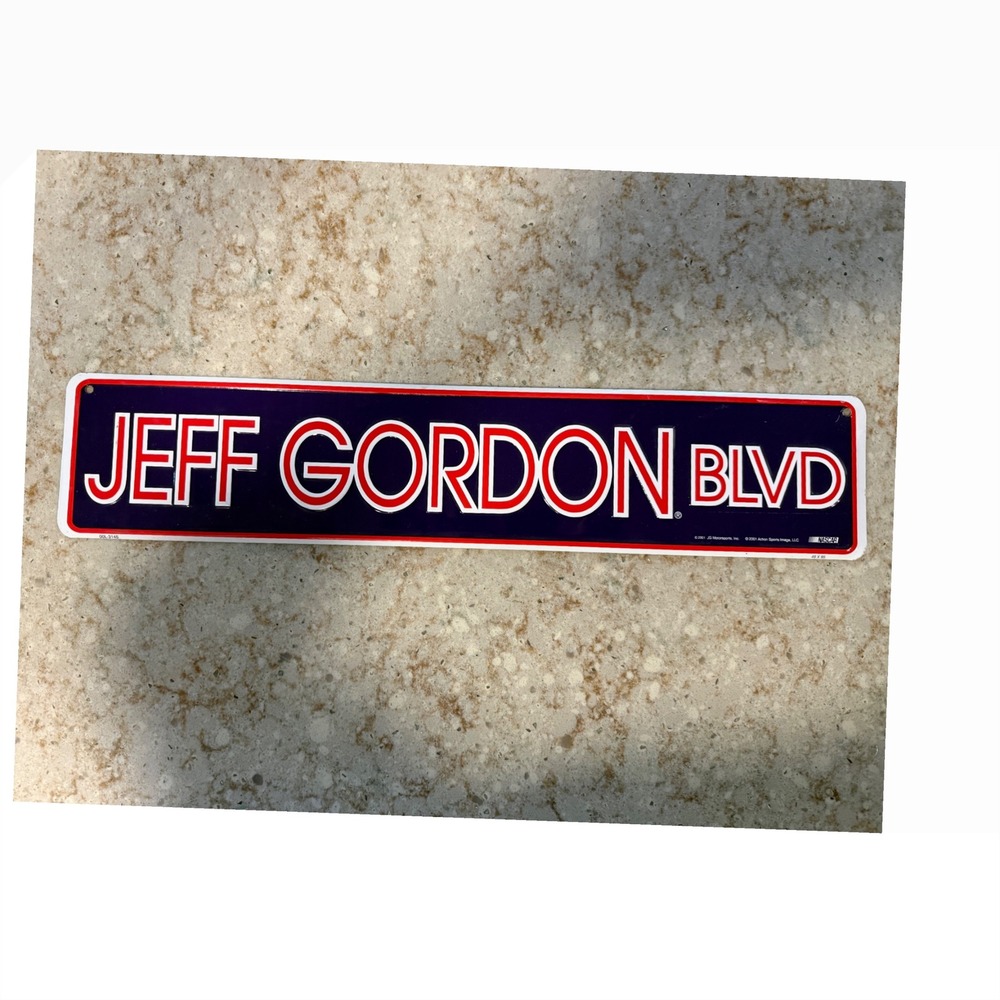 Vintage 2001 Jeff Gordon Blvd NASCAR Metal Street‎ Sign Embossed Racing Decor 24